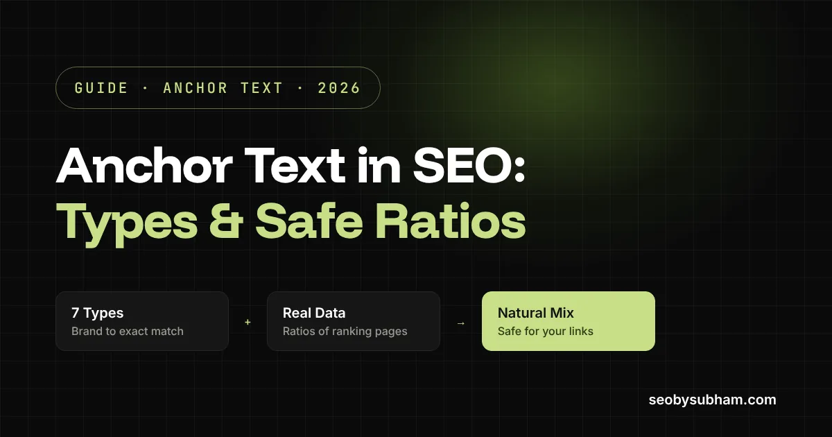 Anchor text in SEO: the seven types, safe ratios from ranking pages, and how to check your own anchors